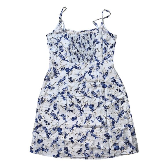 A New Day Womens Blue Floral Smocked Knee Length Sundress Size 0 - Picture 3 of 12